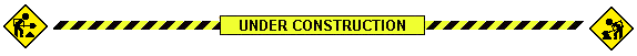 schwarz-gelb gestreiftes banner, mit text "under construction". an jeder seite ist ein quadratisches schild mit einem kleinen animierten bauarbeiter drinne.